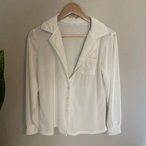 White button up long sleeved shirt